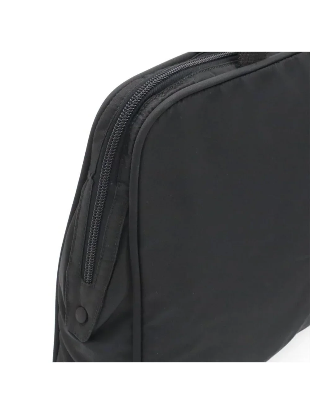 Prada Triangle Logo Business Briefcase Tote Bag Nylon Leather Black Silver